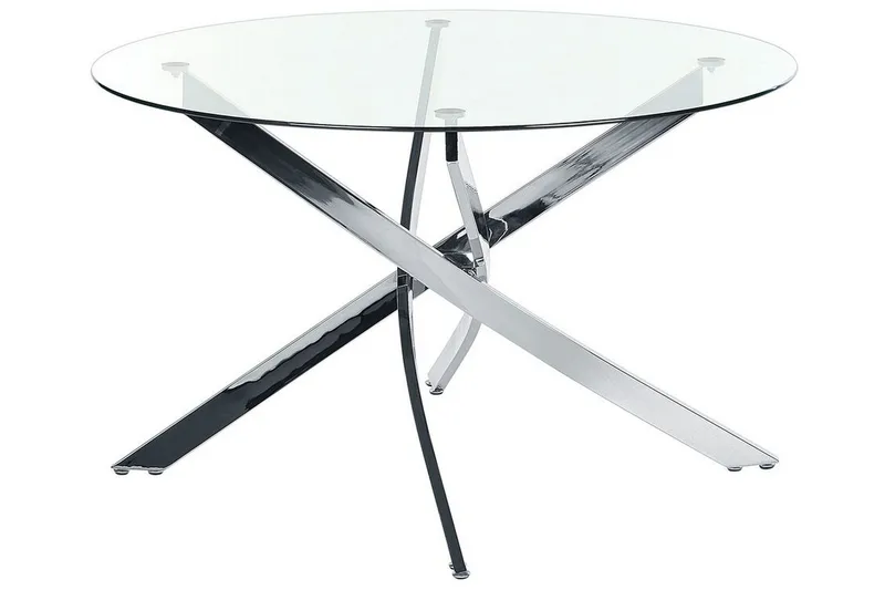 Vincenzo Spisebord 120 cm Rund, Gennemsigtig/Sølv