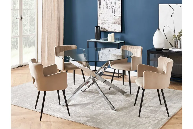 Vincenzo Spisebord 120 cm Rund - Gennemsigtig/Sølv - Møbler - Borde - Spisebord og køkkenbord