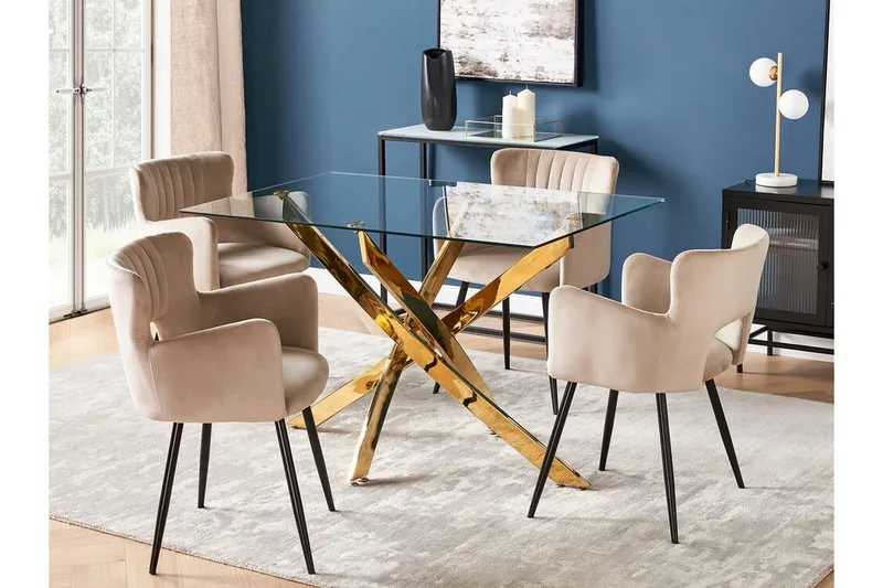 Vincenzo Spisebord 70x120 cm - Gennemsigtig/Guld - Møbler - Borde - Spisebord og køkkenbord