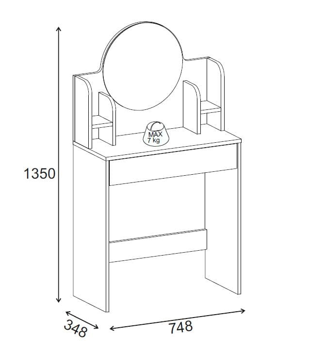 Vorina Sminkebord 85 cm - Hvid - Møbler - Borde - Sminkebord & konsolbord