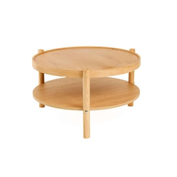 Vornel 80 cm Rundt Sofabord med Hylder i Lyst Træ - Beige - Møbler - Borde - Sofabord