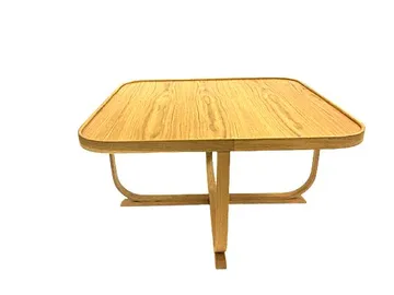 Xalvo 90 cm Kvadratisk Sofabord med Buede Ben i Eg - Brun - Møbler - Borde - Sofabord