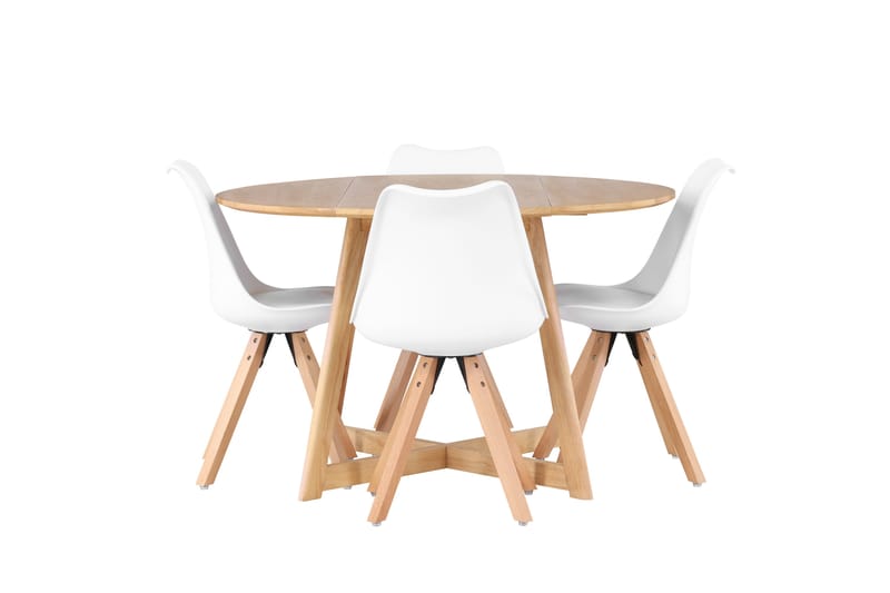 Yakidon Spisebordssæt 120 cm Rund med 4 Zeno Stole, Brun