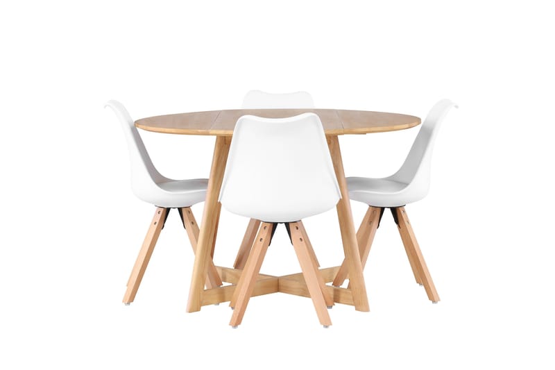 Yakidon Spisebordssæt 120 cm Rund med 4 Zeno Stole, Brun