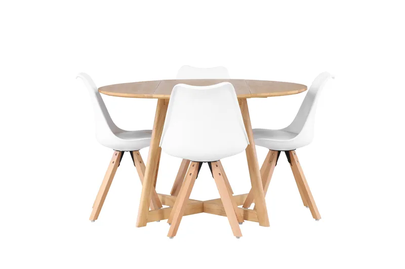 Yakidon Spisebordssæt 120 cm Rund med 4 Zeno Stole, Brun