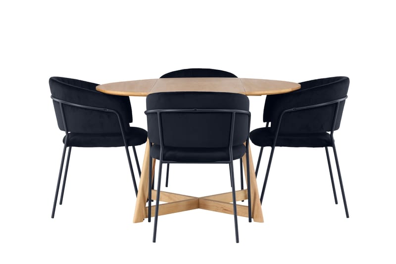Yakidon Spisegruppe 120 cm Rund med 4 Selma stole, Svart
