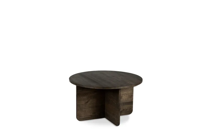 York Rundt Sofabord i massivt træ 85 cm, Mørk brun