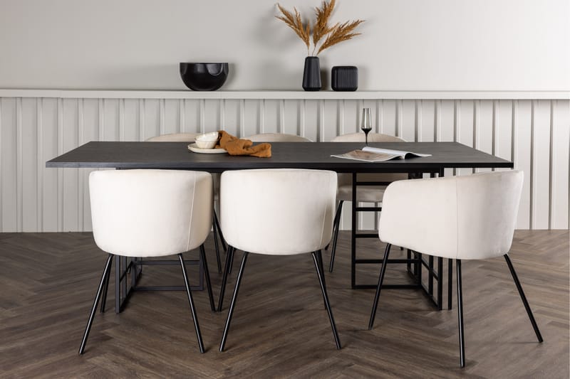 Ystad Spisebordssæt 220 cm Rektangulær med 6 Berit Stole - Beige - Møbler - Borde - Spisebordssæt