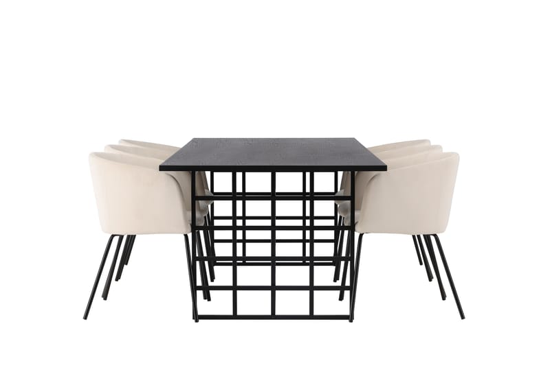 Ystad Spisebordssæt 220 cm Rektangulær med 6 Berit Stole - Beige - Møbler - Borde - Spisebordssæt