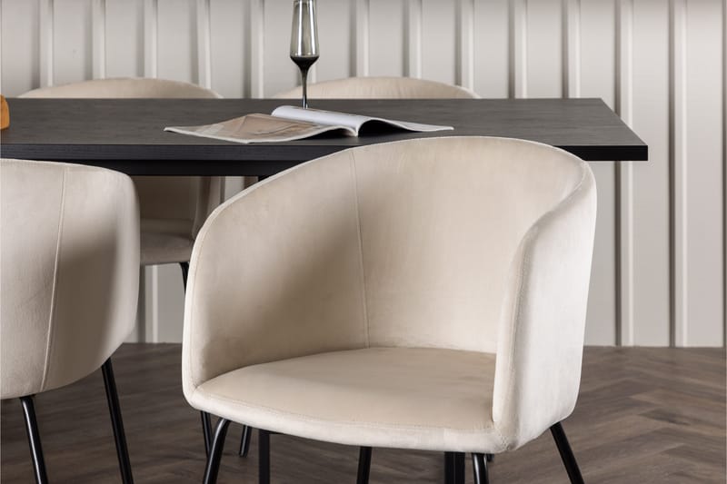 Ystad Spisebordssæt 220 cm Rektangulær med 6 Berit Stole - Beige - Møbler - Borde - Spisebordssæt