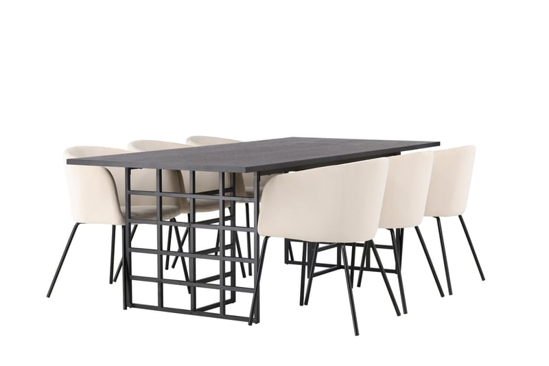 Ystad Spisebordssæt 220 cm Rektangulær med 6 Berit Stole - Beige - Møbler - Borde - Spisebordssæt