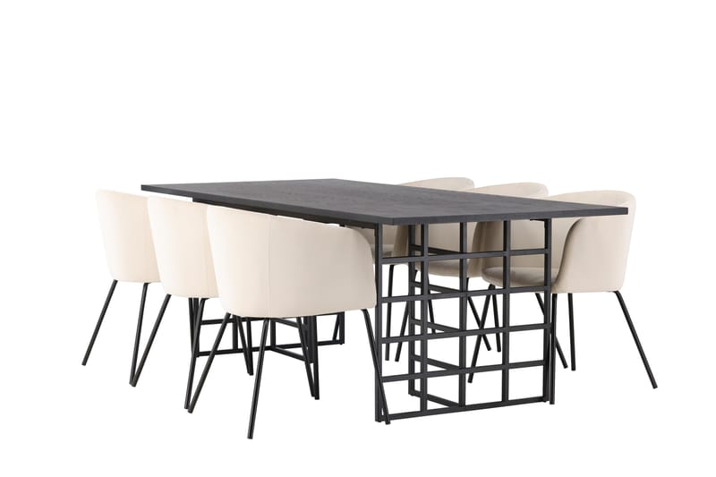 Ystad Spisebordssæt 220 cm Rektangulær med 6 Berit Stole - Beige - Møbler - Borde - Spisebordssæt