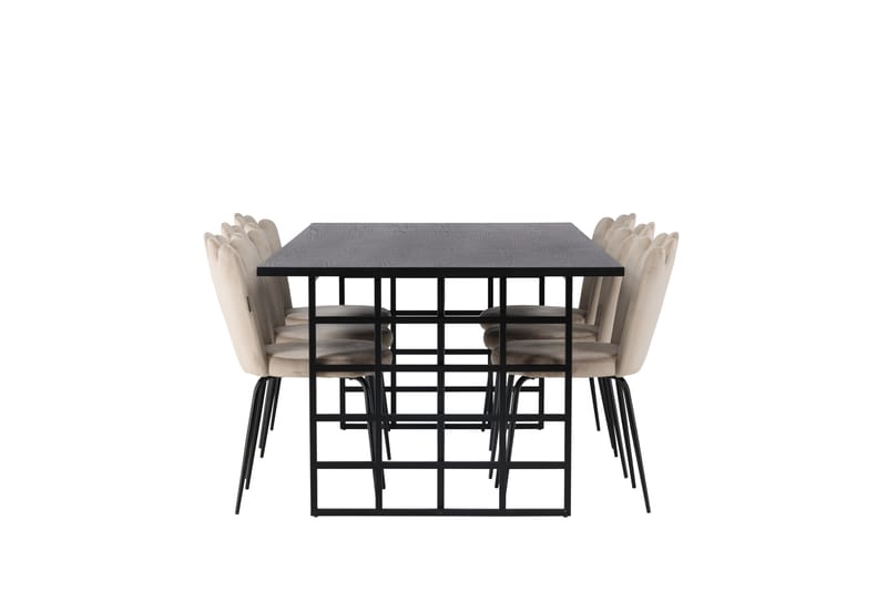 Ystad Spisebordssæt 220 cm Rektangulær med 6 Limhamn Stole - Beige - Møbler - Borde - Spisebordssæt