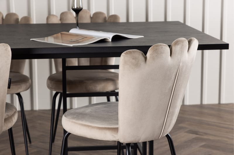 Ystad Spisebordssæt 220 cm Rektangulær med 6 Limhamn Stole - Beige - Møbler - Borde - Spisebordssæt
