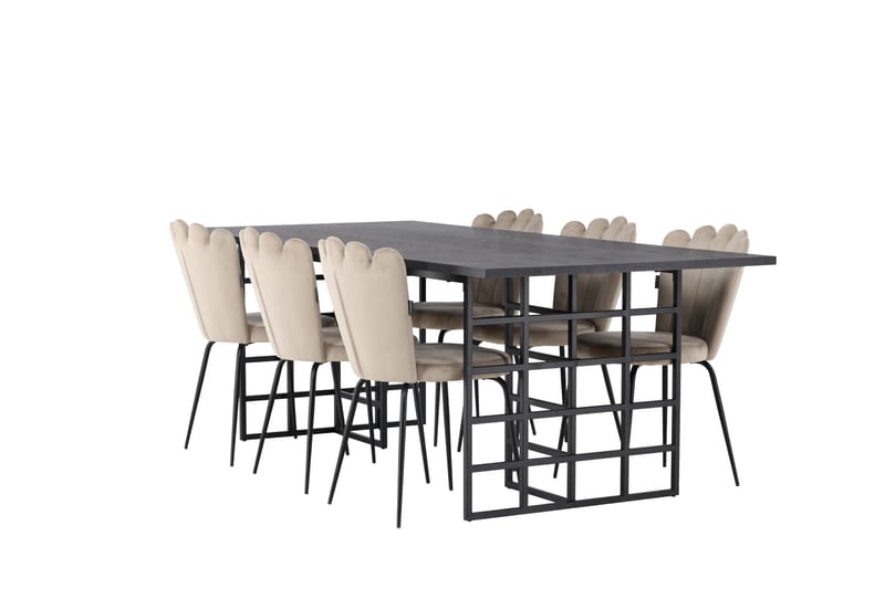 Ystad Spisebordssæt 220 cm Rektangulær med 6 Limhamn Stole - Beige - Møbler - Borde - Spisebordssæt