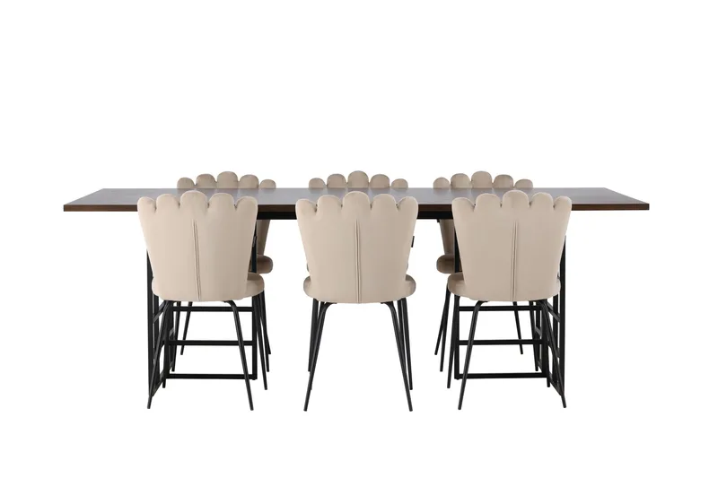Ystad Spisebordssæt 220 cm Rektangulær med 6 Limhamn Stole, Beige