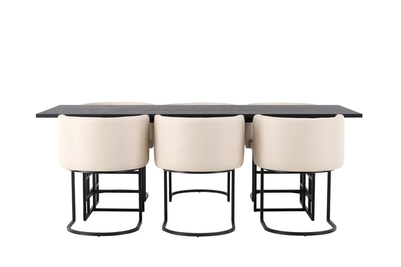 Ystad Spisebordssæt 220 cm Rektangulær med 6 Simrishamn Stole, Beige