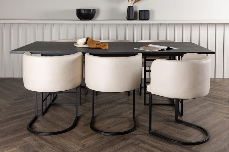 Ystad Spisebordssæt 220 cm Rektangulær med 6 Simrishamn Stole - Beige - Møbler - Borde - Spisebordssæt