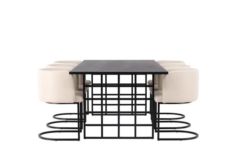 Ystad Spisebordssæt 220 cm Rektangulær med 6 Simrishamn Stole - Beige - Møbler - Borde - Spisebordssæt