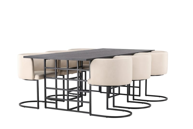 Ystad Spisebordssæt 220 cm Rektangulær med 6 Simrishamn Stole - Beige - Møbler - Borde - Spisebordssæt