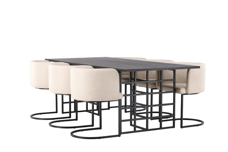 Ystad Spisebordssæt 220 cm Rektangulær med 6 Simrishamn Stole - Beige - Møbler - Borde - Spisebordssæt