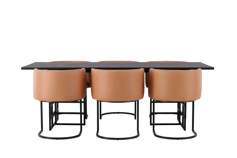 Ystad Spisebordssæt 220 cm Rektangulær med 6 Simrishamn Stole - Sort - Møbler - Borde - Spisebordssæt