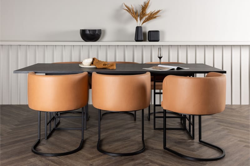 Ystad Spisebordssæt 220 cm Rektangulær med 6 Simrishamn Stole - Sort - Møbler - Borde - Spisebordssæt