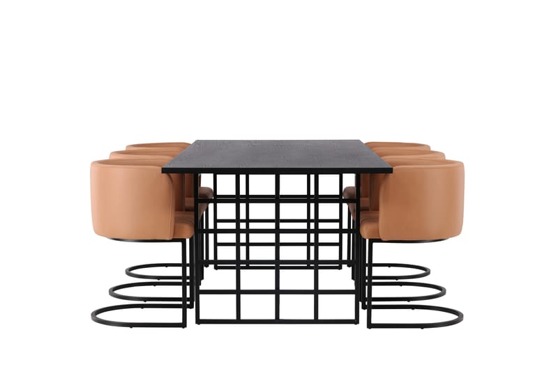 Ystad Spisebordssæt 220 cm Rektangulær med 6 Simrishamn Stole - Sort - Møbler - Borde - Spisebordssæt