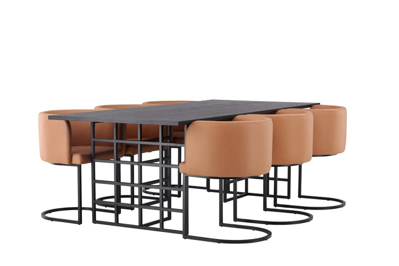 Ystad Spisebordssæt 220 cm Rektangulær med 6 Simrishamn Stole - Sort - Møbler - Borde - Spisebordssæt