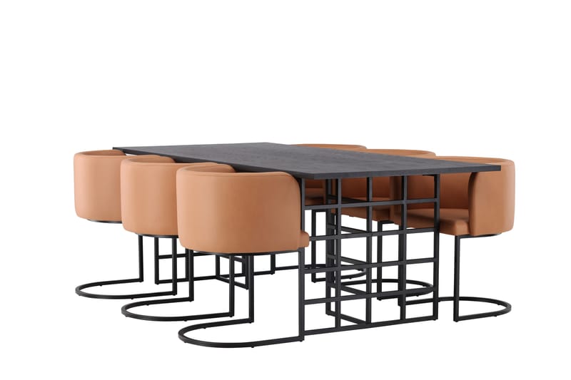 Ystad Spisebordssæt 220 cm Rektangulær med 6 Simrishamn Stole - Sort - Møbler - Borde - Spisebordssæt