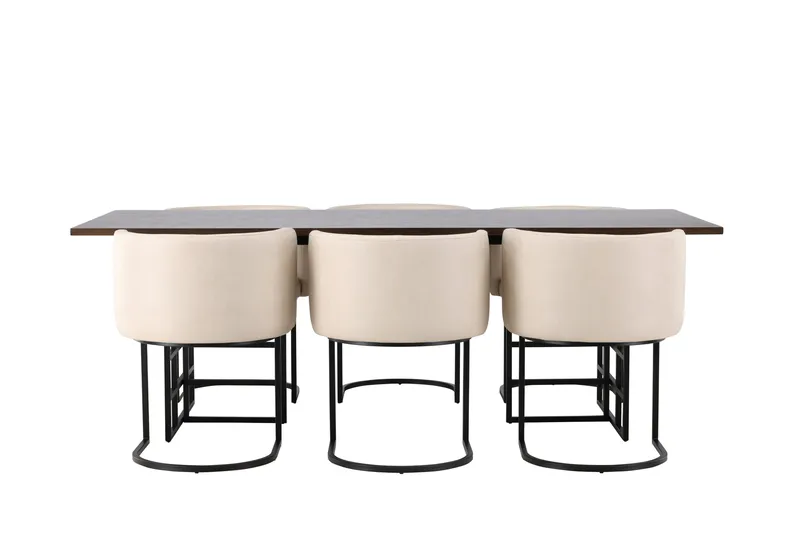 Ystad Spisebordssæt 220 cm Rektangulær med 6 Simrishman Stole, Beige