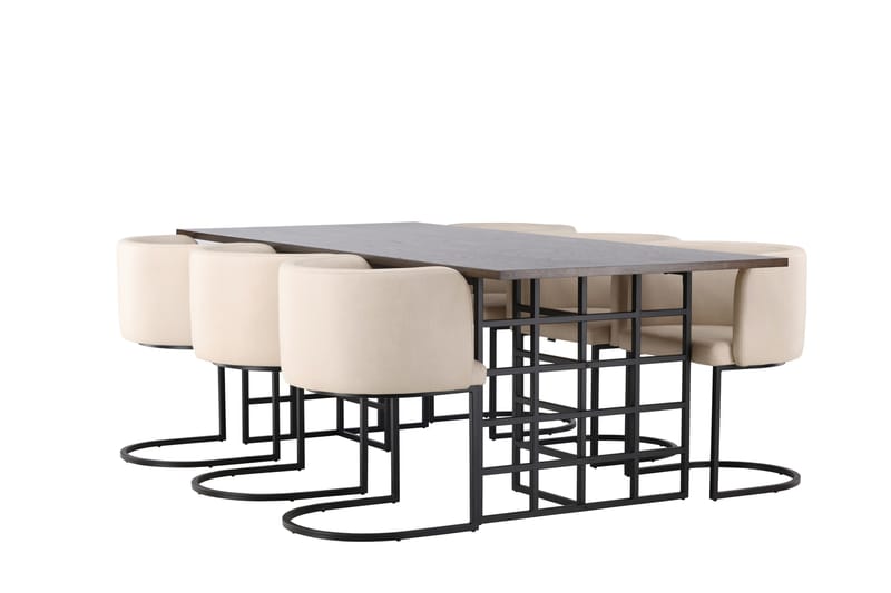 Ystad Spisebordssæt 220 cm Rektangulær med 6 Simrishman Stole - Beige - Møbler - Borde - Spisebordssæt