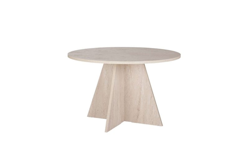 Zalen Rundt Spisebord 120 cm med Valnød- og Travertinudseende, Beige