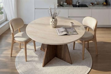 Zalen Spisebord 120x75x120 cm - Travertine Walnut - Møbler - Borde - Spisebord og køkkenbord
