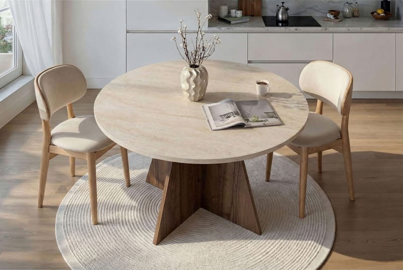 Zalen Spisebord 120x75x120 cm - Travertine Walnut - Møbler - Borde - Spisebord og køkkenbord