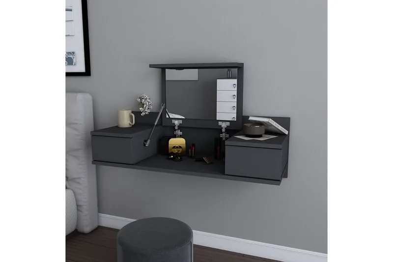 Zenn Toiletbord 100 cm - Antracit - Møbler - Borde - Sminkebord & konsolbord - Makeup bord med spejl