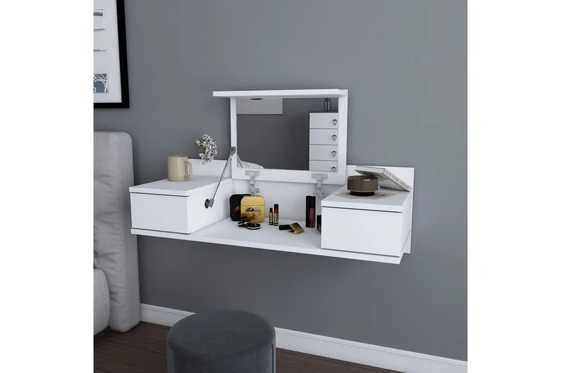 Zenn Toiletbord 100 cm - Hvid - Møbler - Borde - Sminkebord & konsolbord - Makeup bord med spejl
