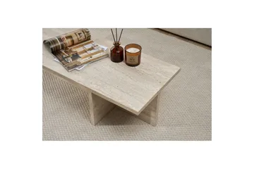 Zephral Rektangulært Sofabord 120 cm i Sten med Skulpturel Travertin - Beige - Møbler - Borde - Sofabord