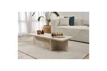 Zephral Rektangulært Sofabord 120 cm i Sten med Skulpturel Travertin - Beige - Møbler - Borde - Sofabord