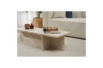 Zephral Rektangulært Sofabord 120 cm i Sten med Skulpturel Travertin - Beige - Møbler - Borde - Sofabord