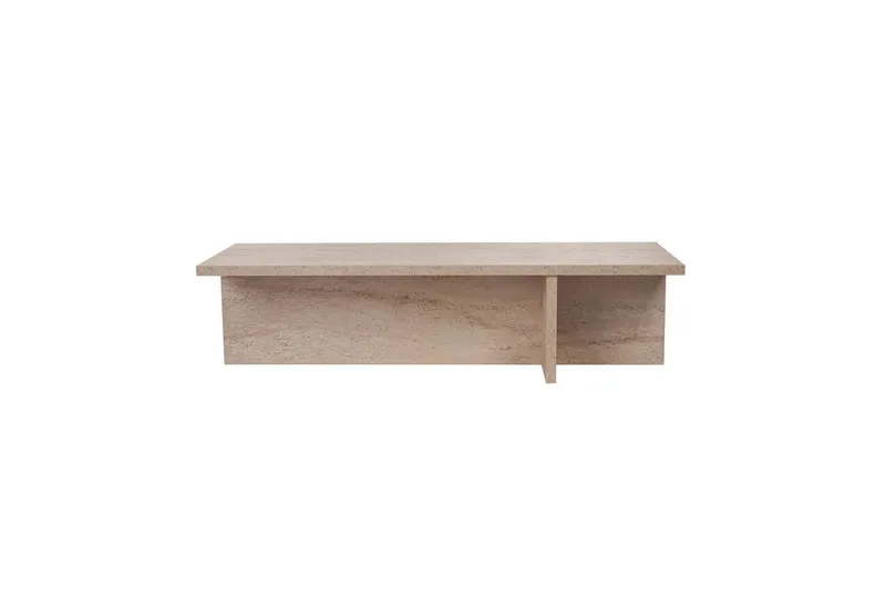 Zephral Rektangulært Sofabord 120 cm i Sten med Skulpturel Travertin, Beige