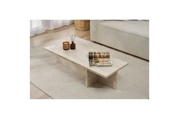 Zephral Rektangulært Sofabord 120 cm i Sten med Skulpturel Travertin - Beige - Møbler - Borde - Sofabord