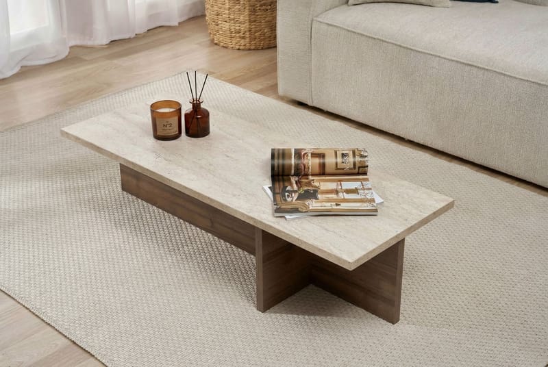 Zephral Sofabord 120x30x45 cm - Travertin, Milano Walnut - Møbler - Borde - Sofabord