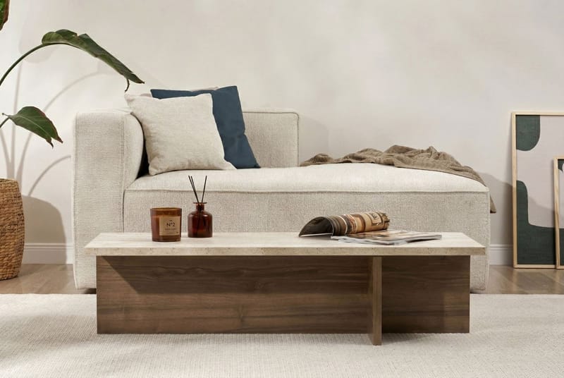 Zephral Sofabord 120x30x45 cm - Travertin, Milano Walnut - Møbler - Borde - Sofabord