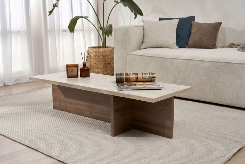 Zephral Sofabord 120x30x45 cm - Travertin, Milano Walnut - Møbler - Borde - Sofabord