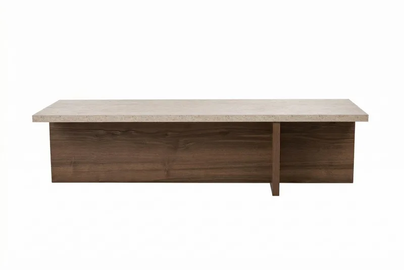 Zephral Sofabord 120x30x45 cm, Travertin, Milano Walnut