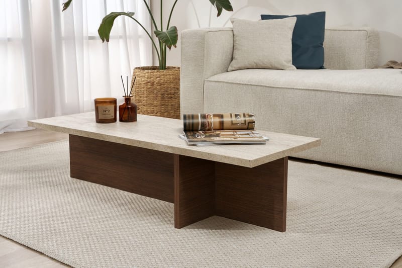 Zephral Sofabord 120x30x45 cm - Travertin, Milano Walnut - Møbler - Borde - Sofabord