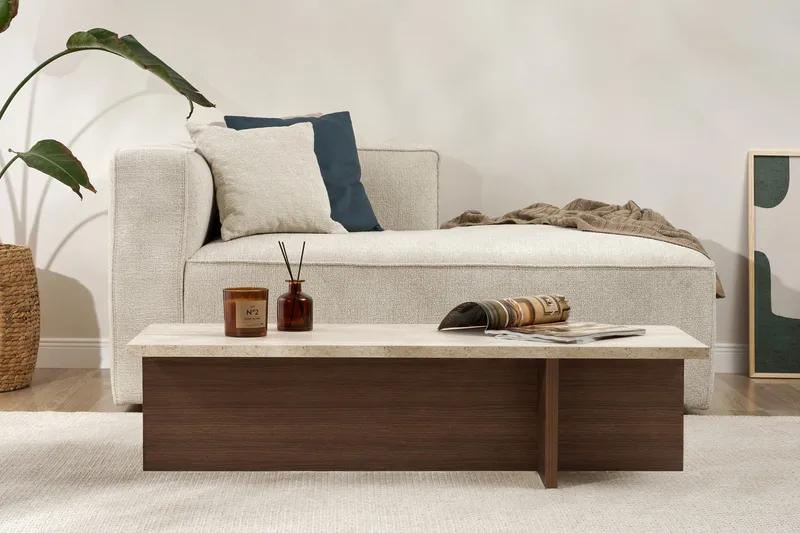 Zephral Sofabord 120x30x45 cm - Travertin, Milano Walnut - Møbler - Borde - Sofabord