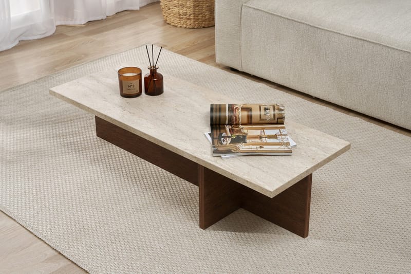 Zephral Sofabord 120x30x45 cm - Travertin, Milano Walnut - Møbler - Borde - Sofabord