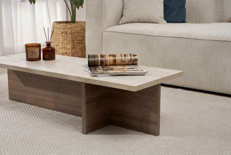 Zephral Sofabord 120x30x45 cm - Travertin, Milano Walnut - Møbler - Borde - Sofabord